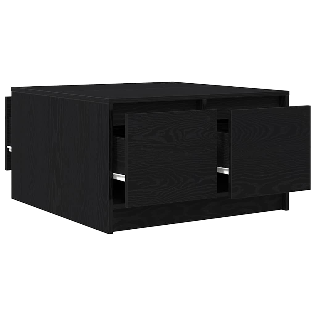sofabord med skuffer 70,5x70x40 cm sort egetræsfarve
