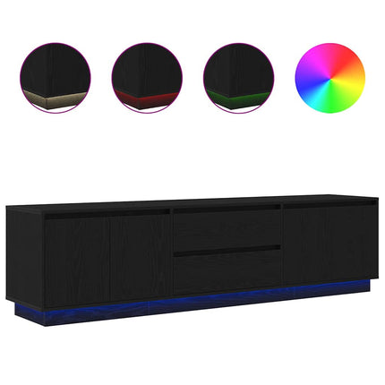tv-skab med LED-lys 193,5x41x50 cm sort-eg