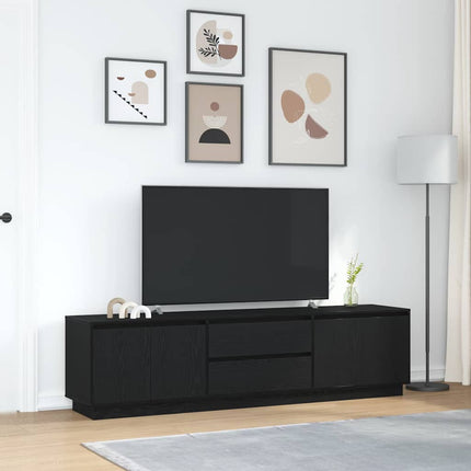 tv-skab med LED-lys 193,5x41x50 cm sort-eg