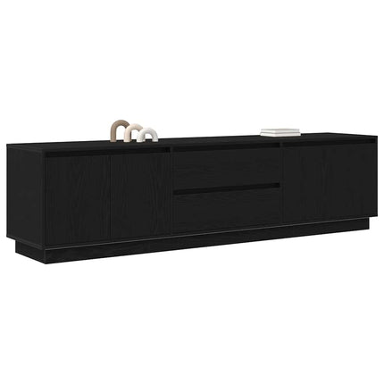 tv-skab med LED-lys 193,5x41x50 cm sort-eg