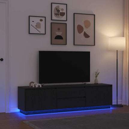 tv-skab med LED-lys 193,5x41x50 cm sort-eg