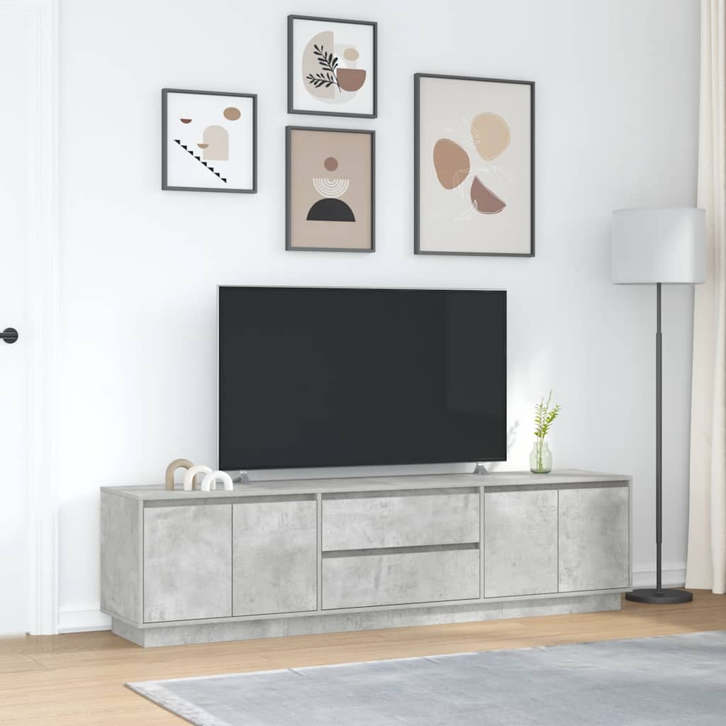 tv-bord med LED-lys 193,5x41x50 cm betongrå