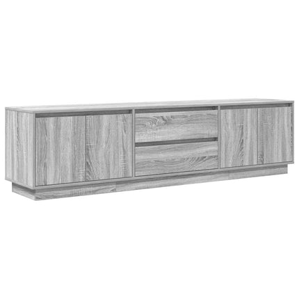 tv-bord med LED-lys 193,5x41x50 cm grå sonoma-eg