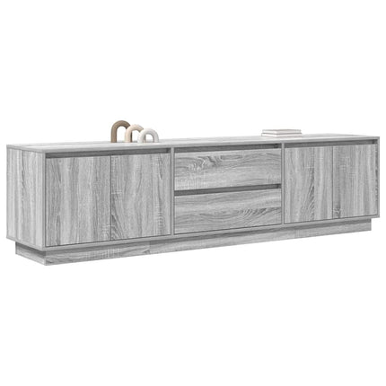 tv-bord med LED-lys 193,5x41x50 cm grå sonoma-eg