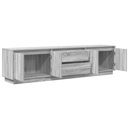 tv-bord med LED-lys 193,5x41x50 cm grå sonoma-eg