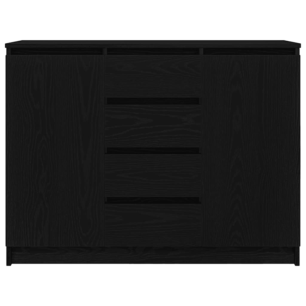 skænk med skuffer 100,5x35x76 cm konstrueret træ sort egetræ