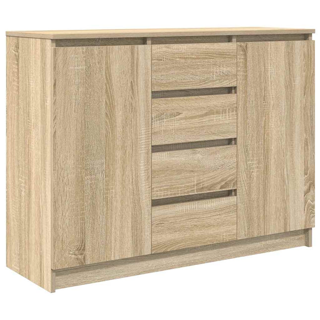 skænk med skuffer 100,5x35x76 cm konstrueret træ sonoma-eg