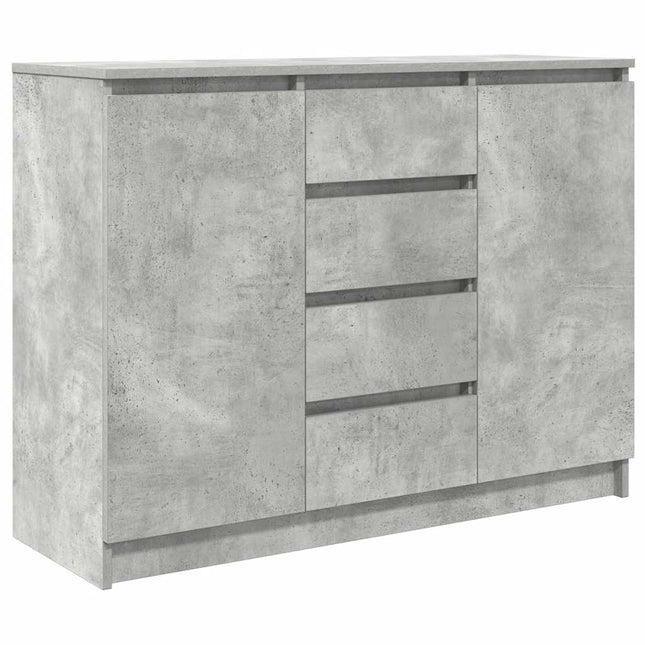skænk med skuffer 100,5x35x76 cm konstrueret træ betongrå