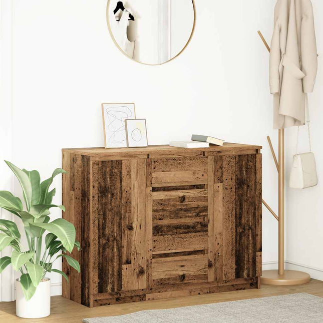 skænk med skuffer 100,5x35x76 cm konstrueret træ antikt træ