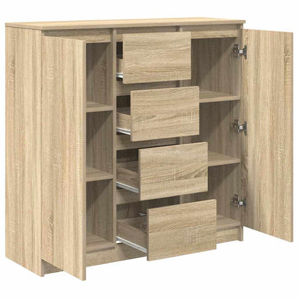 skænk med skuffer 100,5x35x98,5 cm konstrueret træ sonoma-eg