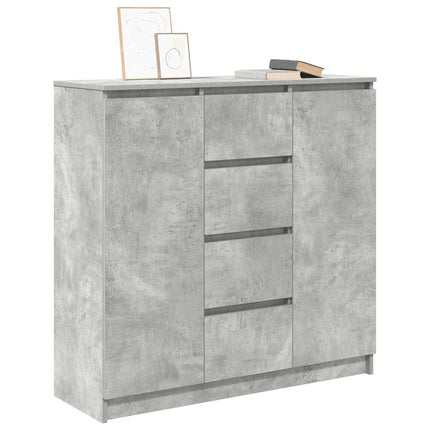 skænk med skuffer 100,5x35x98,5 cm konstrueret træ betongrå