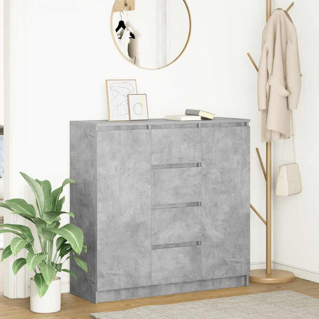 skænk med skuffer 100,5x35x98,5 cm konstrueret træ betongrå
