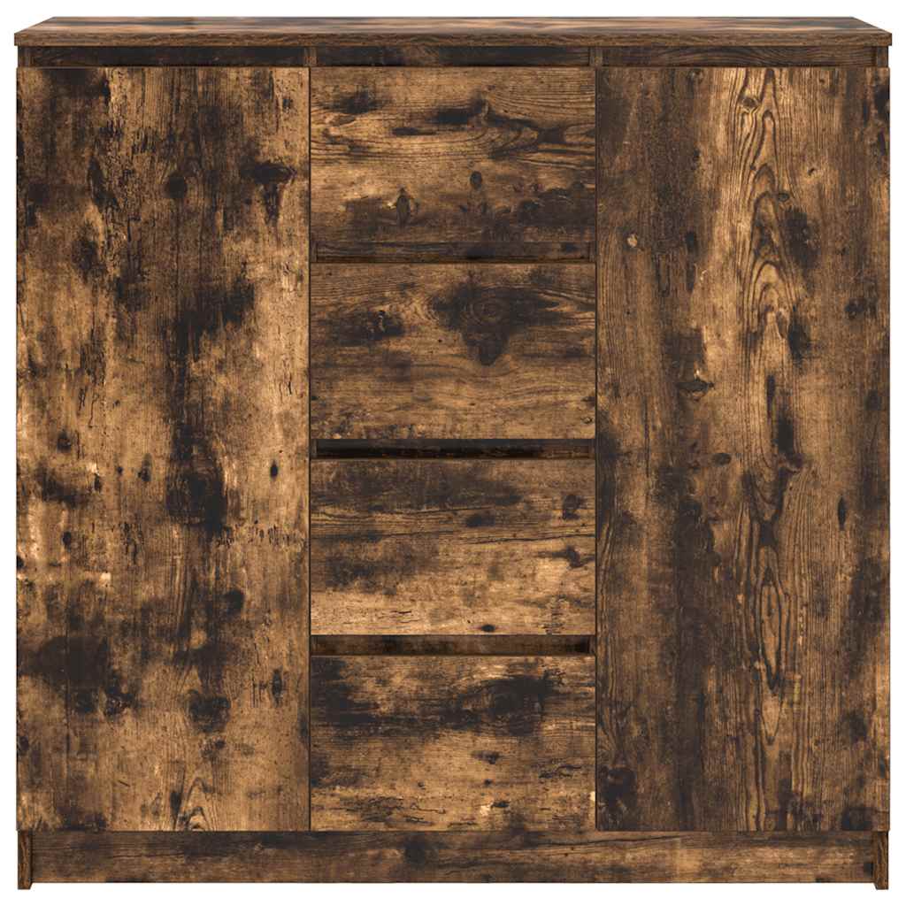 skænk med skuffer 100,5x35x98,5 cm konstrueret træ røget egetræ