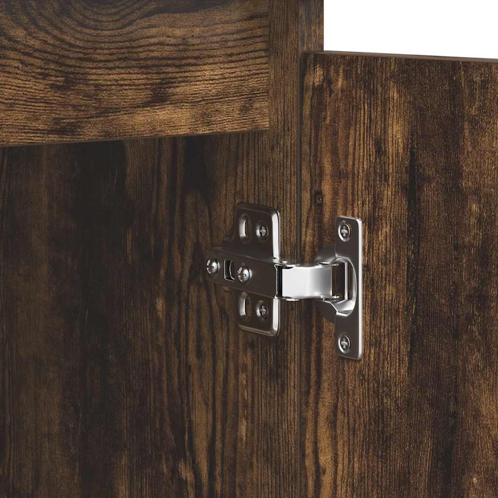 skænk med skuffer 100,5x35x98,5 cm konstrueret træ røget egetræ