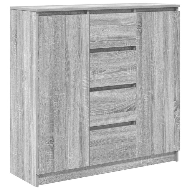 skænk med skuffer 100,5x35x98,5cm konstrueret træ grå sonoma-eg