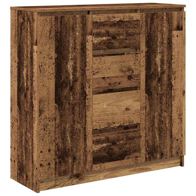 skænk med skuffer 100,5x35x98,5 cm konstrueret træ antikt træ