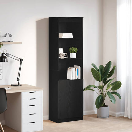 højskab 50x35x180 cm konstrueret træ sort egetræsfarve