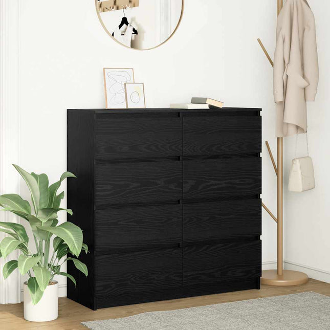 skænk 100x35x99 cm konstrueret træ sort egetræsfarve
