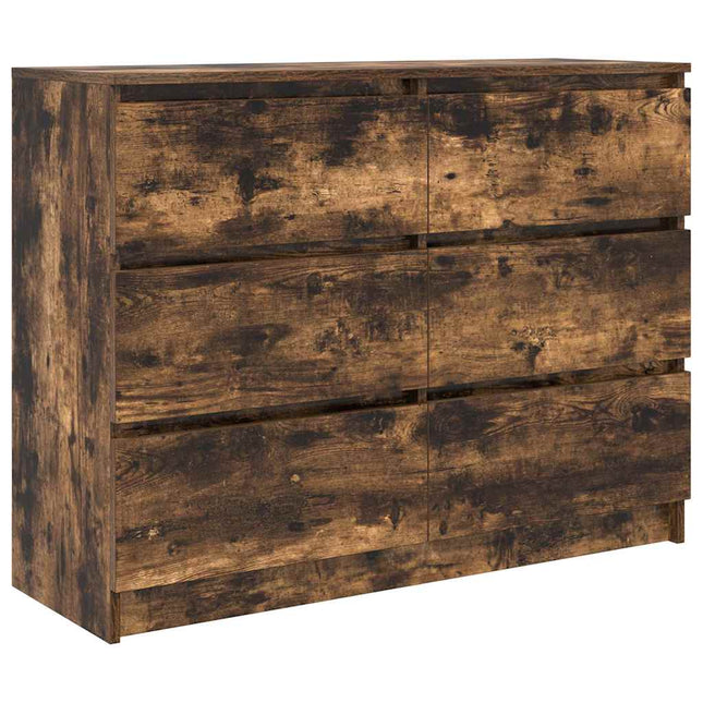 skænk 100x35x76 cm konstrueret træ røget egetræsfarve