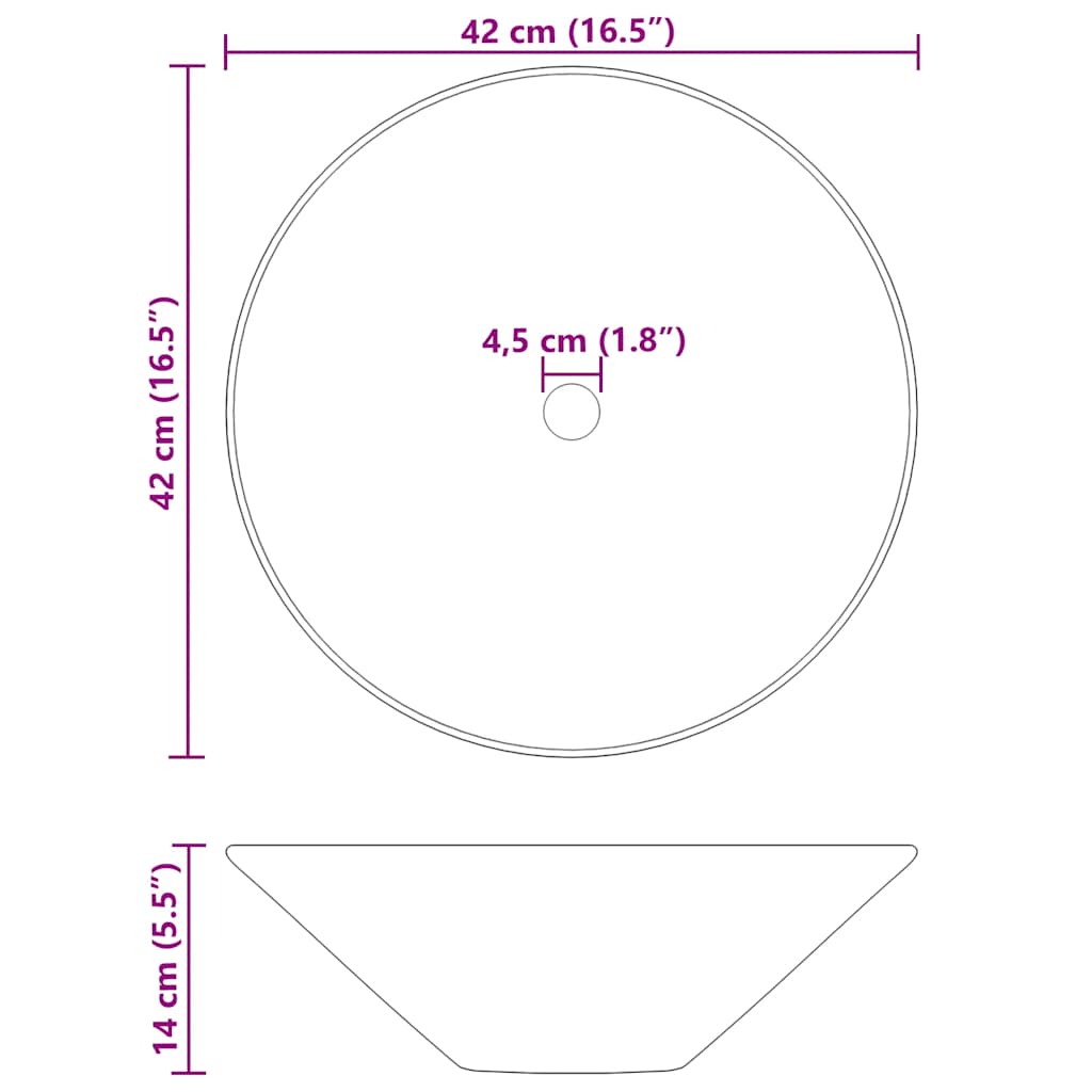 håndvaske 2 stk Ø42x14 cm keramik glans sort
