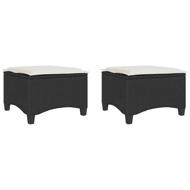 havestole med hynder 2 stk. 55x55x36 cm polyrattan sort