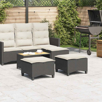 havestole med hynder 2 stk. 55x55x36 cm polyrattan sort