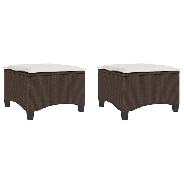 havestole med hynder 2 stk. 55x55x36 cm polyrattan brun