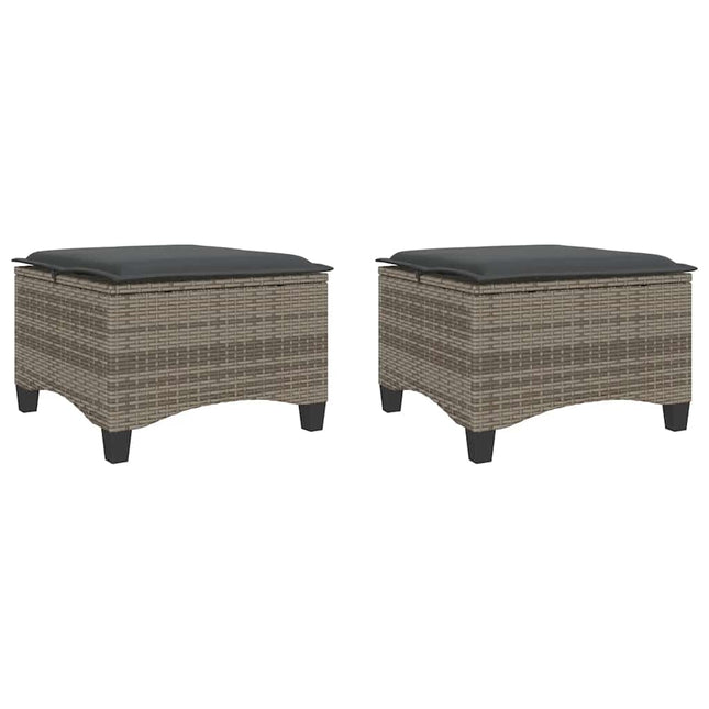 havestole med hynder 2 stk. 55x55x36 cm polyrattan grå