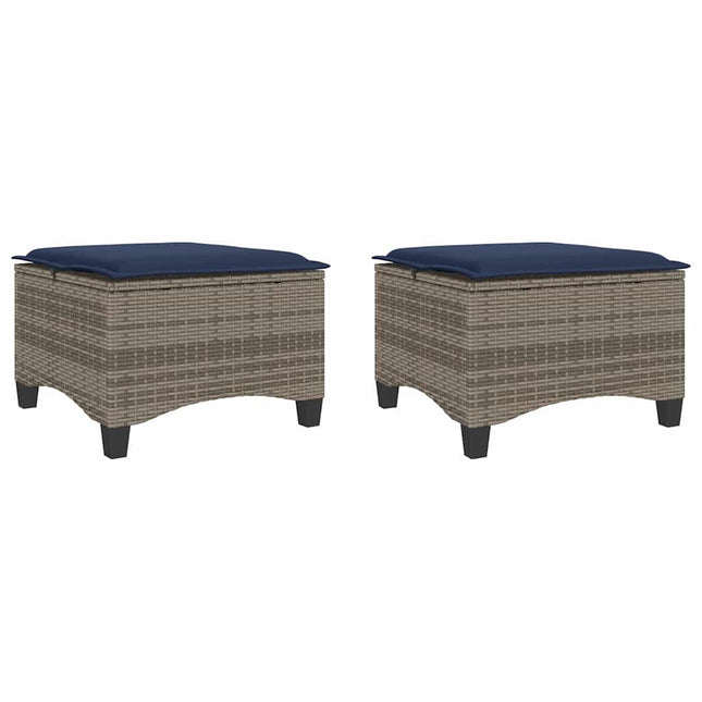 havestole med hynder 2 stk. 55x55x36 cm polyrattan grå