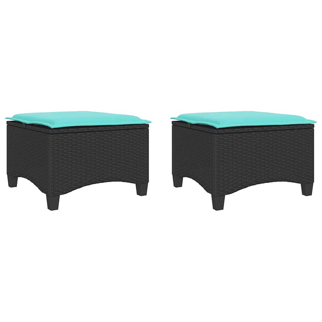 havestole med hynder 2 stk. 55x55x36 cm polyrattan sort