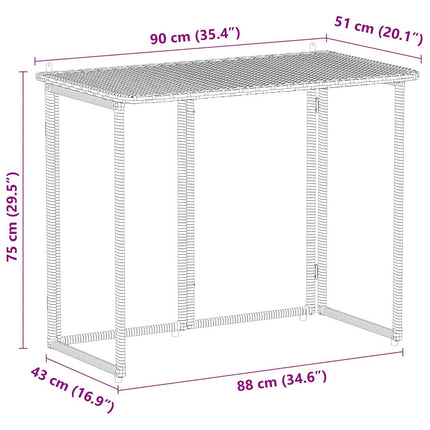 foldbart havebord 90x51x75 cm polyrattan beige