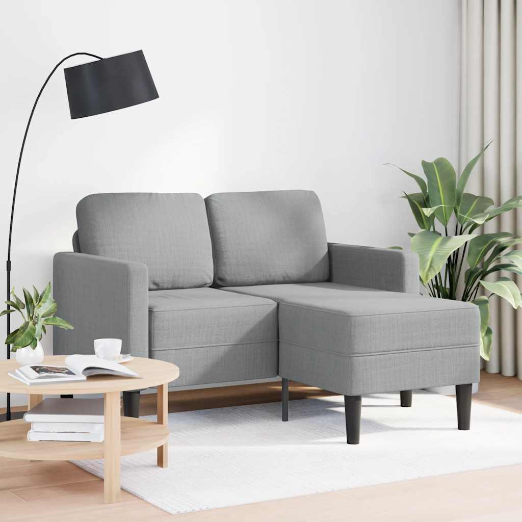 2-personers sofa med chaiselong L-formet 125 cm stof lysegrå