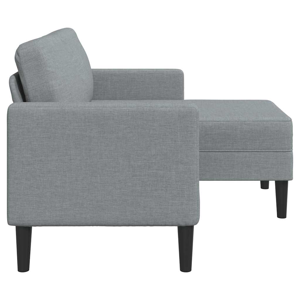 2-personers sofa med chaiselong L-formet 125 cm stof lysegrå