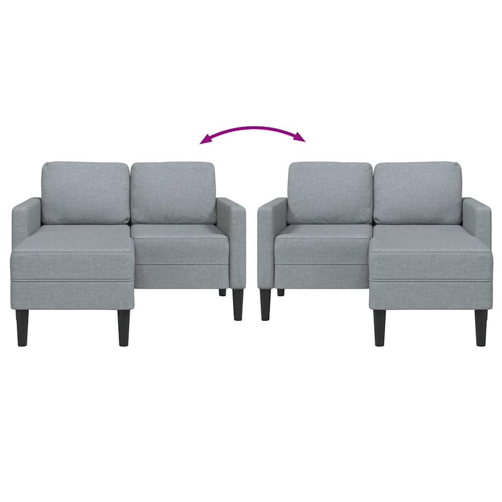 2-personers sofa med chaiselong L-formet 125 cm stof lysegrå