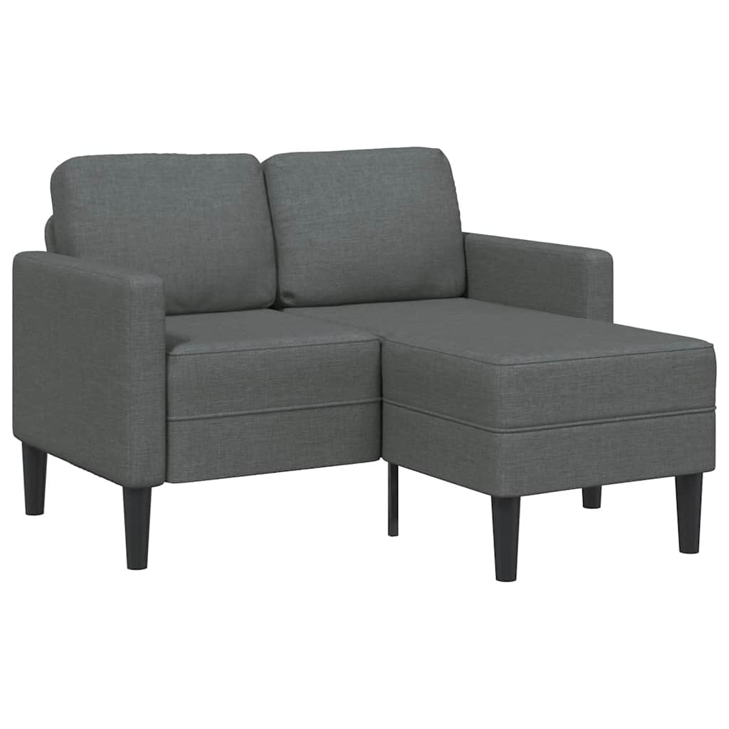 2-personers sofa med chaiselong - L-formet, mørkegrå stof, 125 cm
