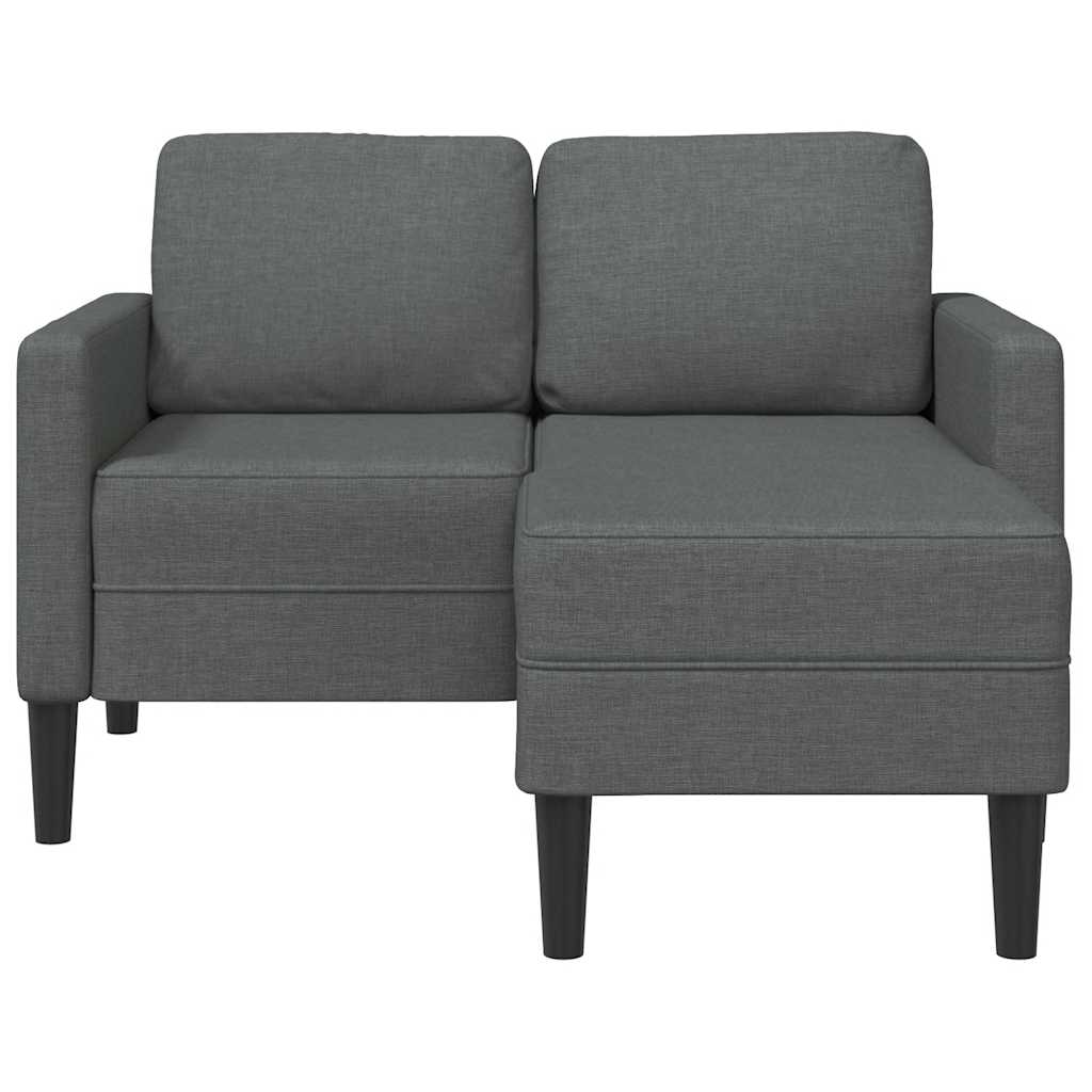 2-personers sofa med chaiselong L-formet mørkegrå 125 cm stof