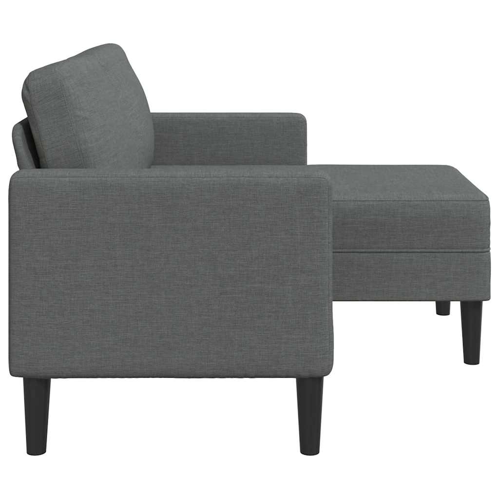 2-personers sofa med chaiselong L-formet mørkegrå 125 cm stof