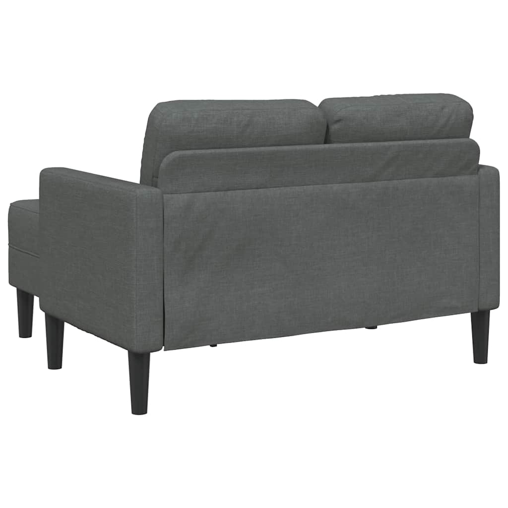 2-personers sofa med chaiselong L-formet mørkegrå 125 cm stof