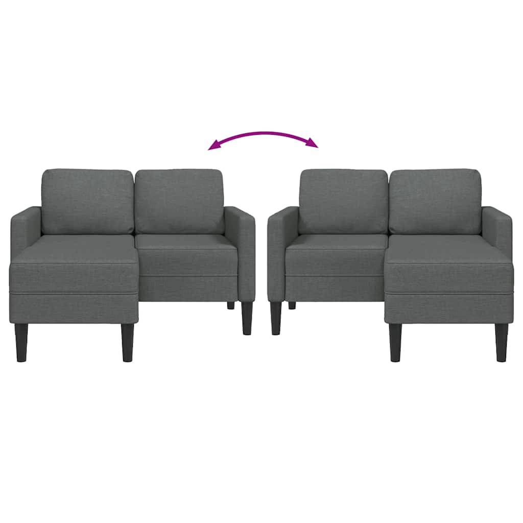 2-personers sofa med chaiselong L-formet mørkegrå 125 cm stof
