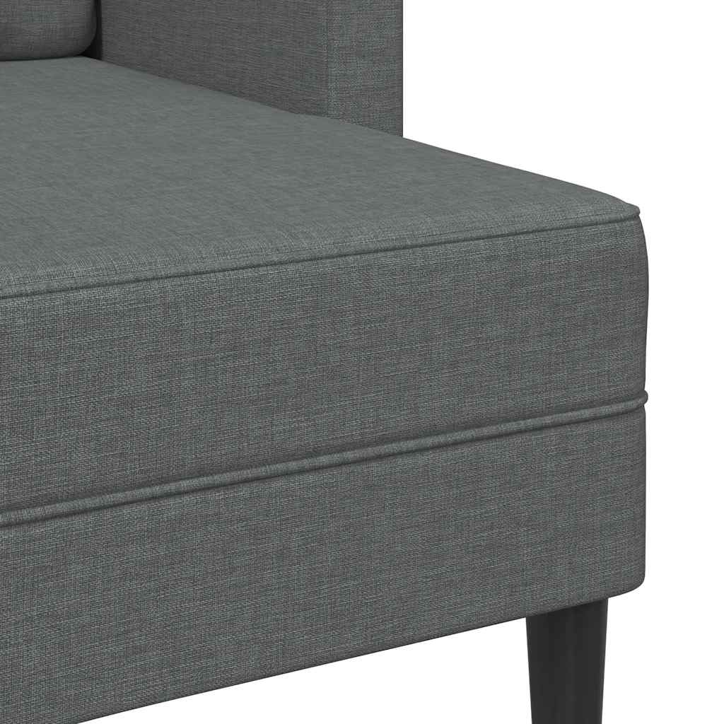 2-personers sofa med chaiselong L-formet mørkegrå 125 cm stof