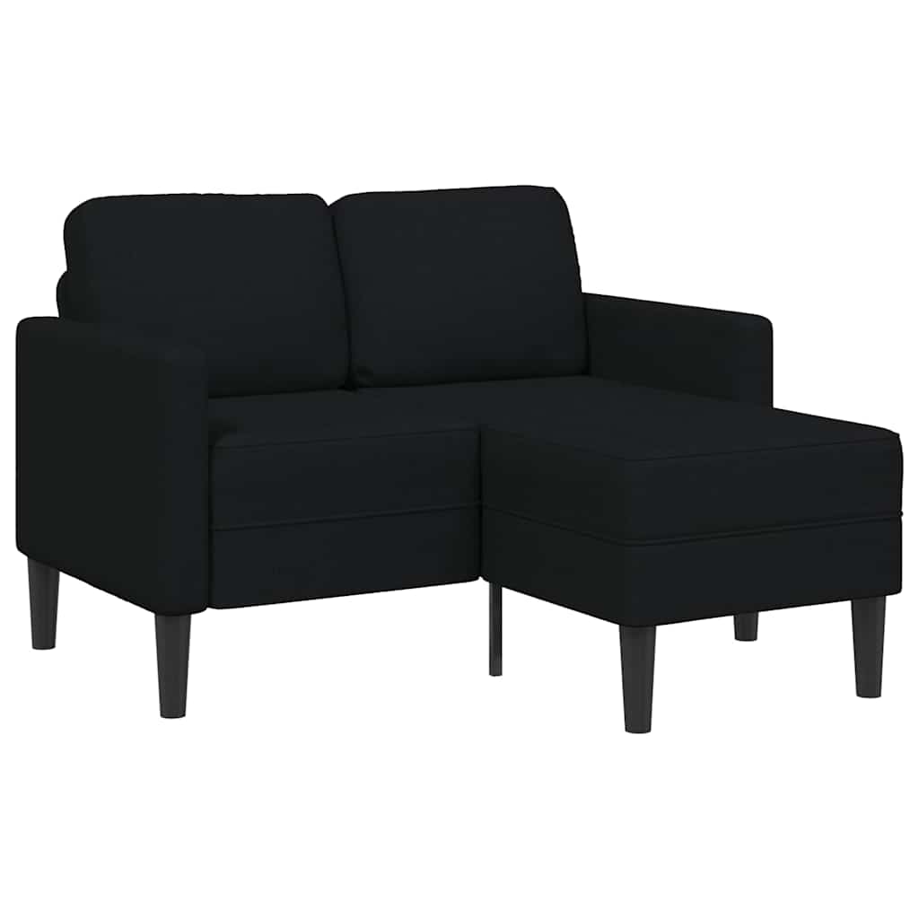 2-personers sofa med chaiselong L-formet 125 cm stof sort