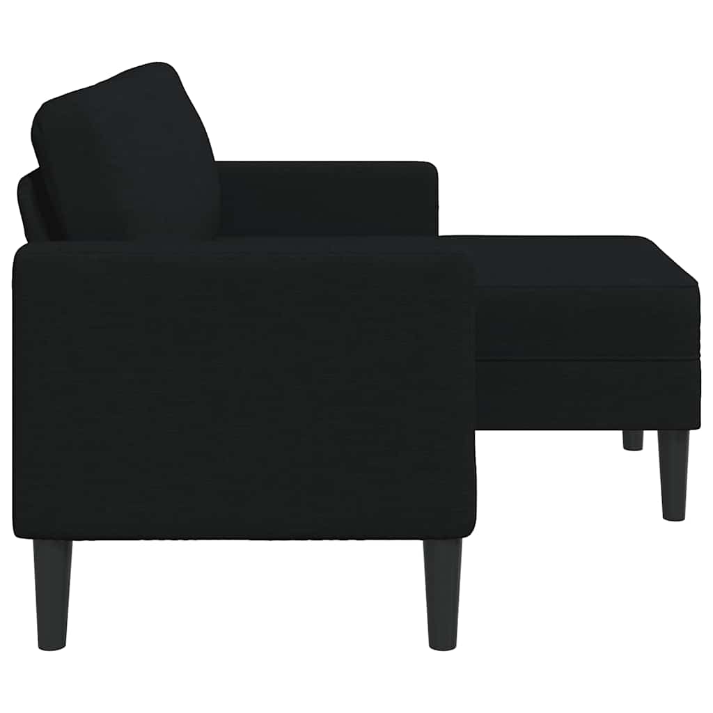 2-personers sofa med chaiselong L-formet 125 cm stof sort