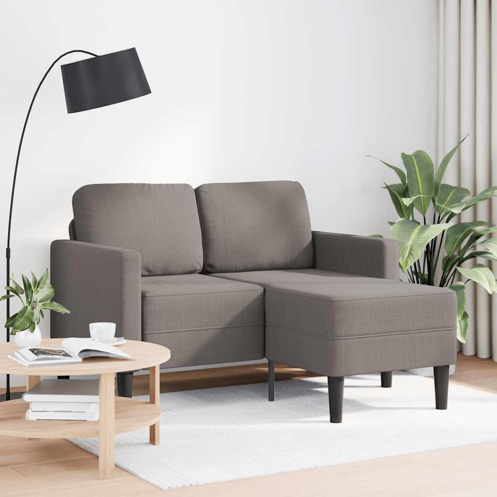 2-personers sofa med chaiselong L-formet 125 cm stof gråbrun