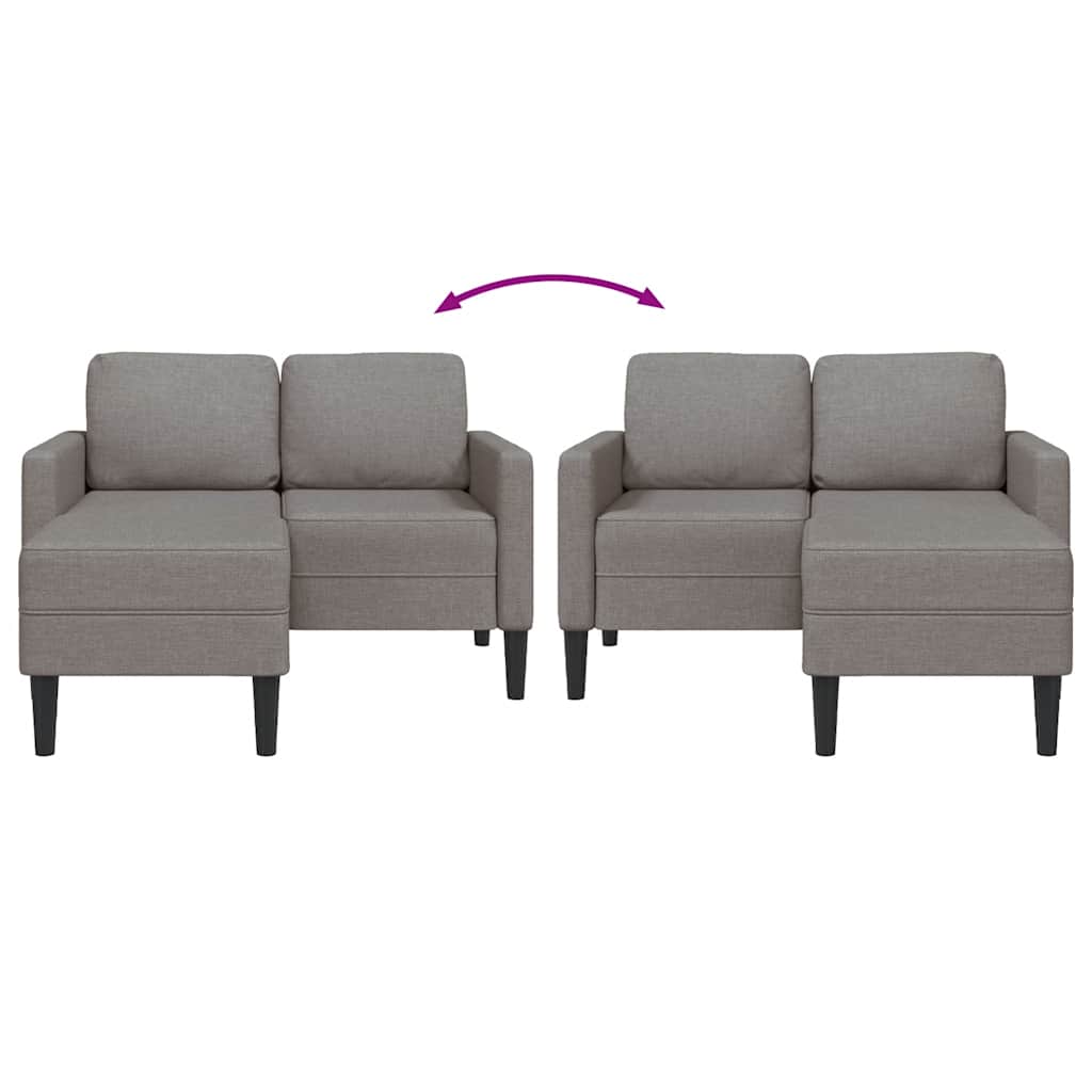 2-personers sofa med chaiselong L-formet 125 cm stof gråbrun