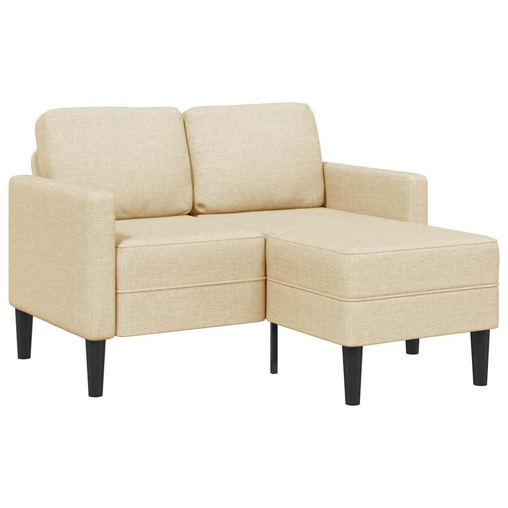 2-personers sofa med chaiselong L-formet 125cm stof cremefarvet