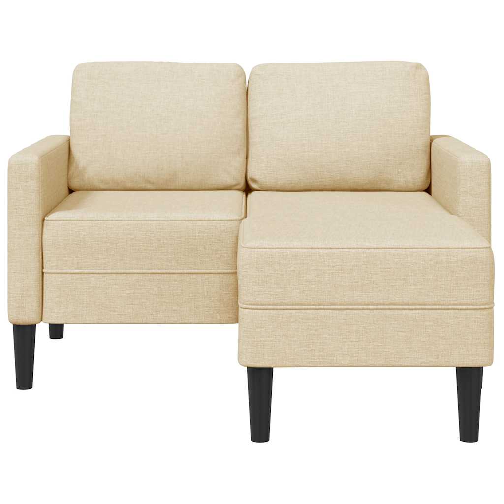 2-personers sofa med chaiselong L-formet 125cm stof cremefarvet
