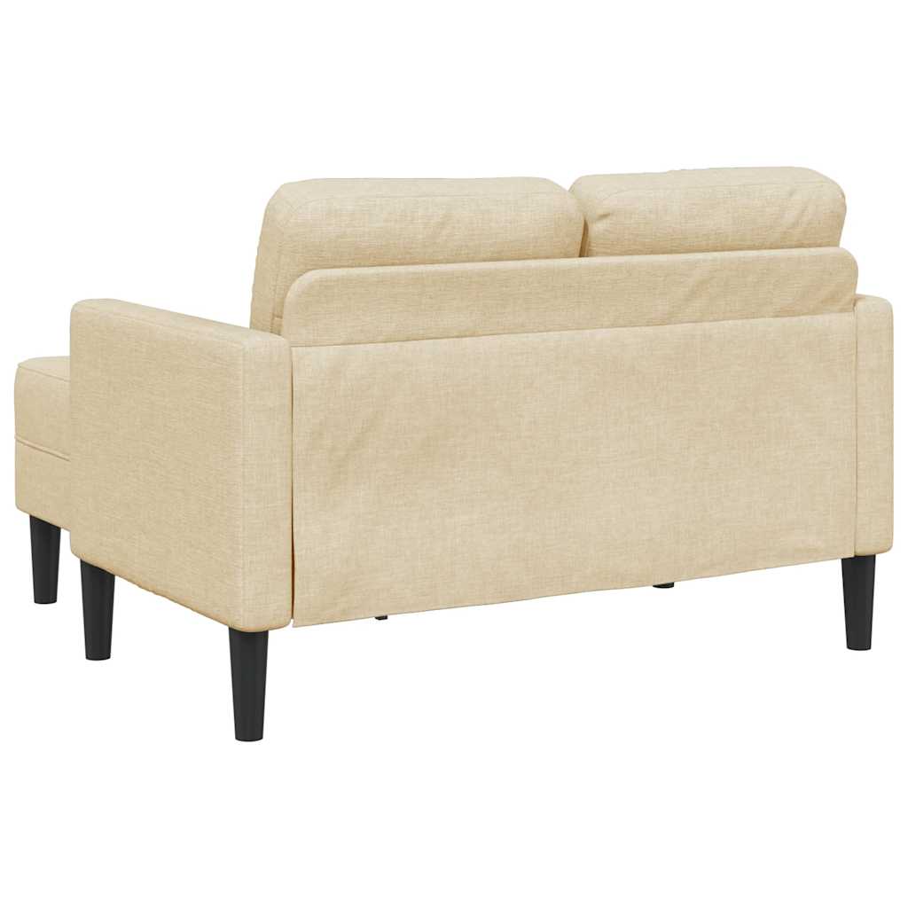 2-personers sofa med chaiselong L-formet 125cm stof cremefarvet