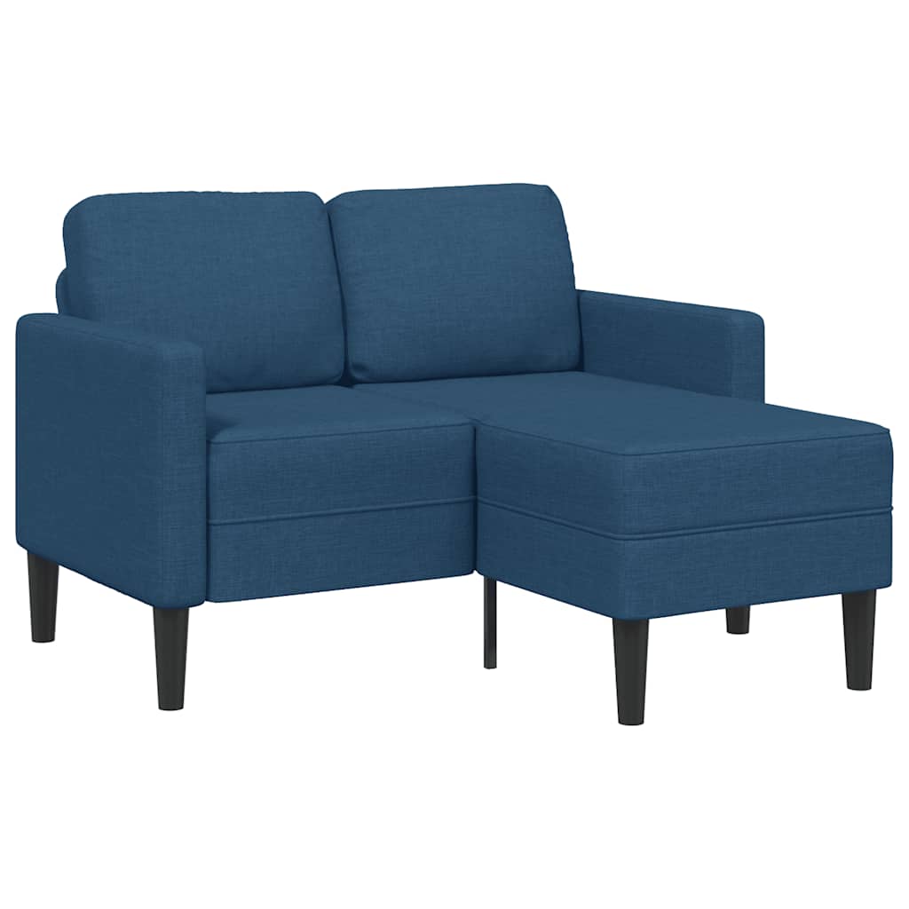 2-personers sofa med chaiselong L-formet 125 cm stof blå
