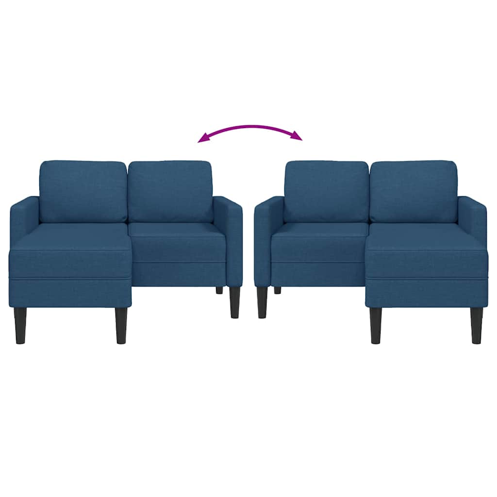 2-personers sofa med chaiselong L-formet 125 cm stof blå