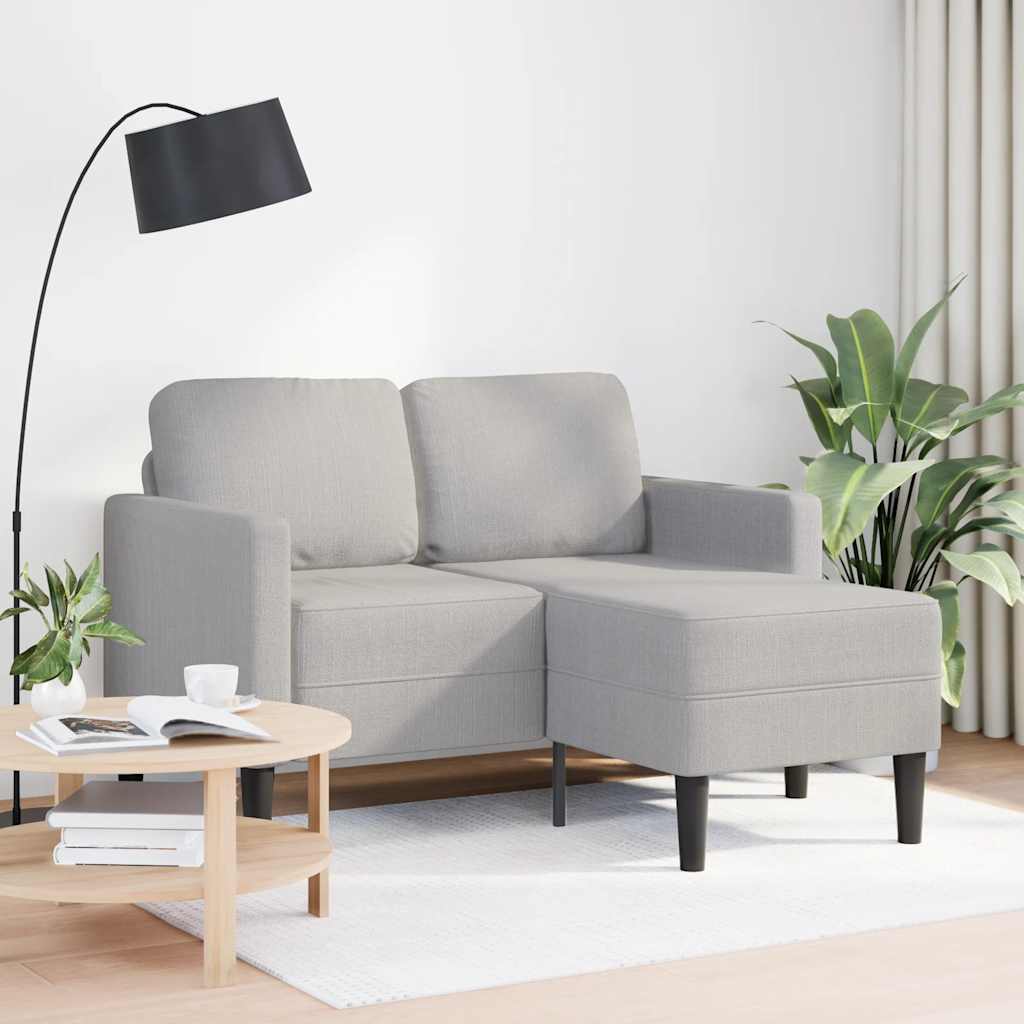 2-personers sofa med chaiselong L-formet 125 cm stof skygrå